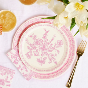 Pink Toile Large Plate