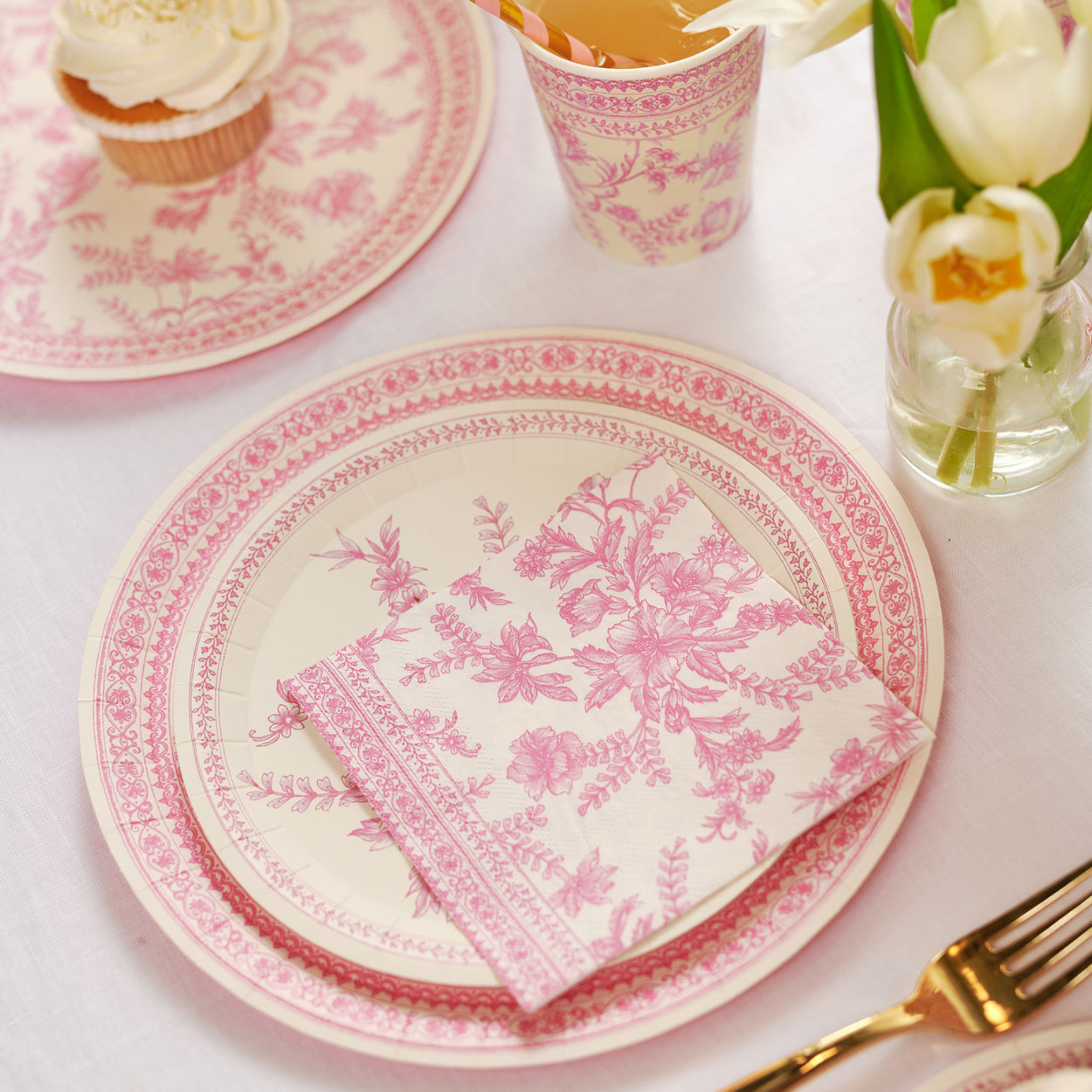 Pink Toile Small Plate