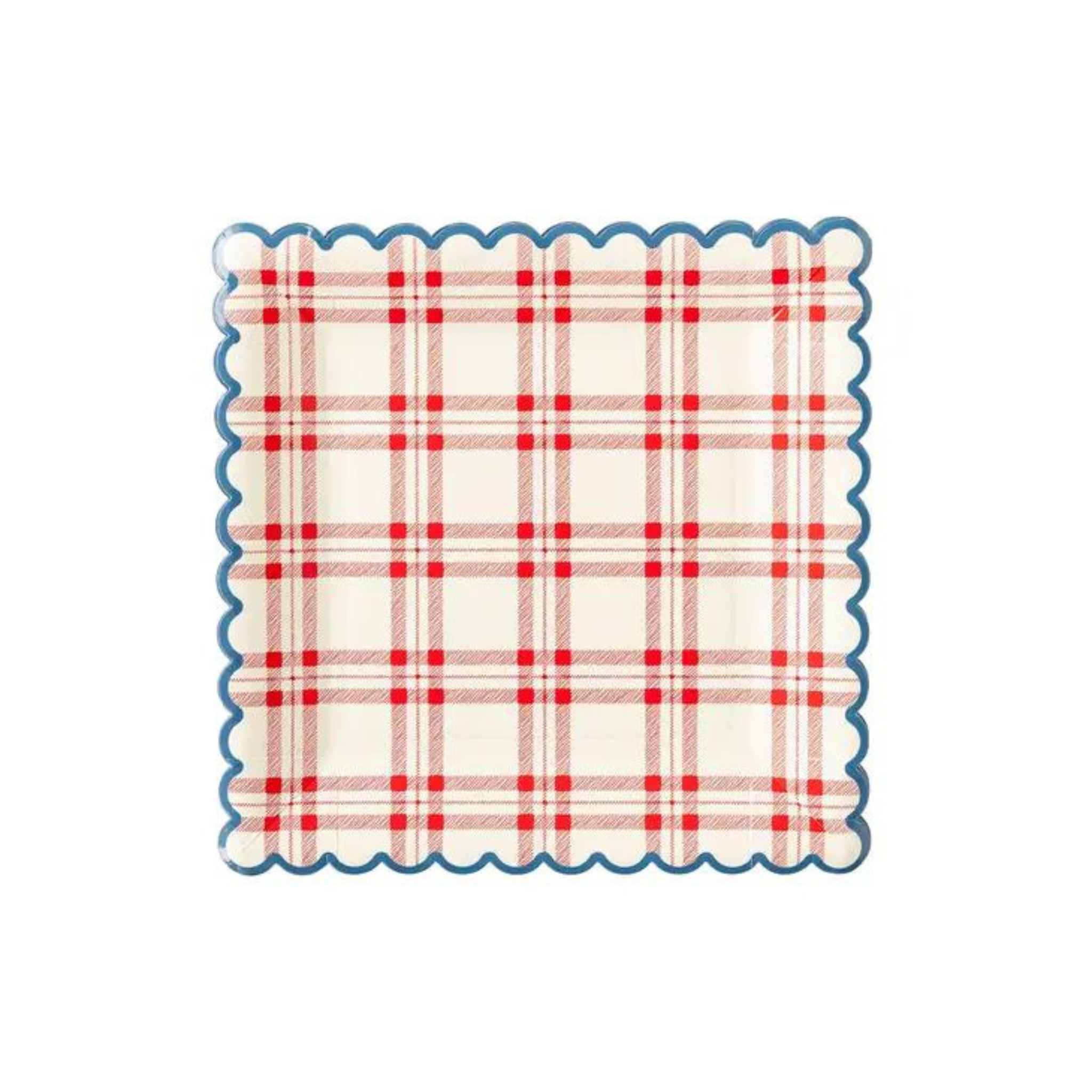 Square Plaid Scallop Paper Plate