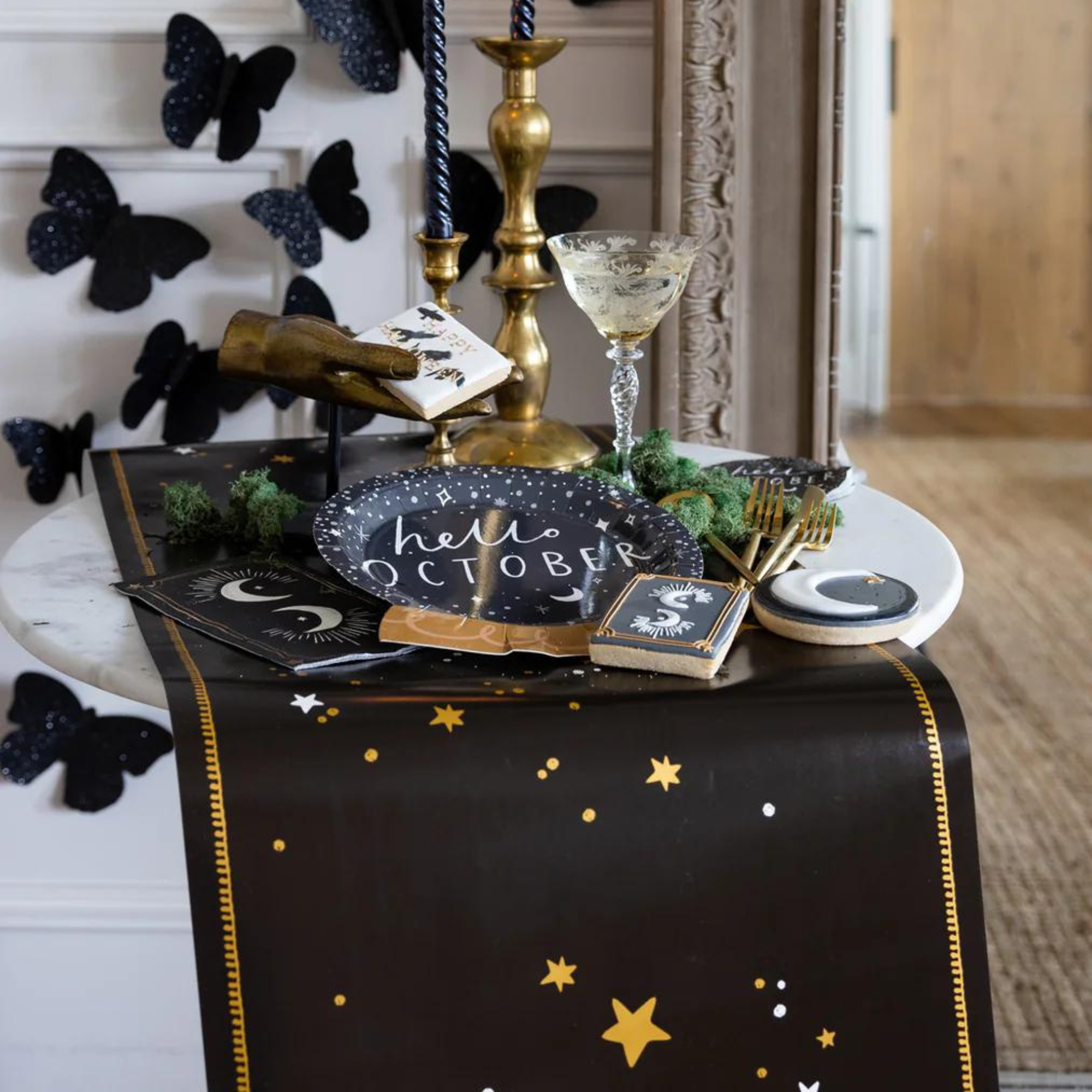 Black and Gold Stars Table Runner