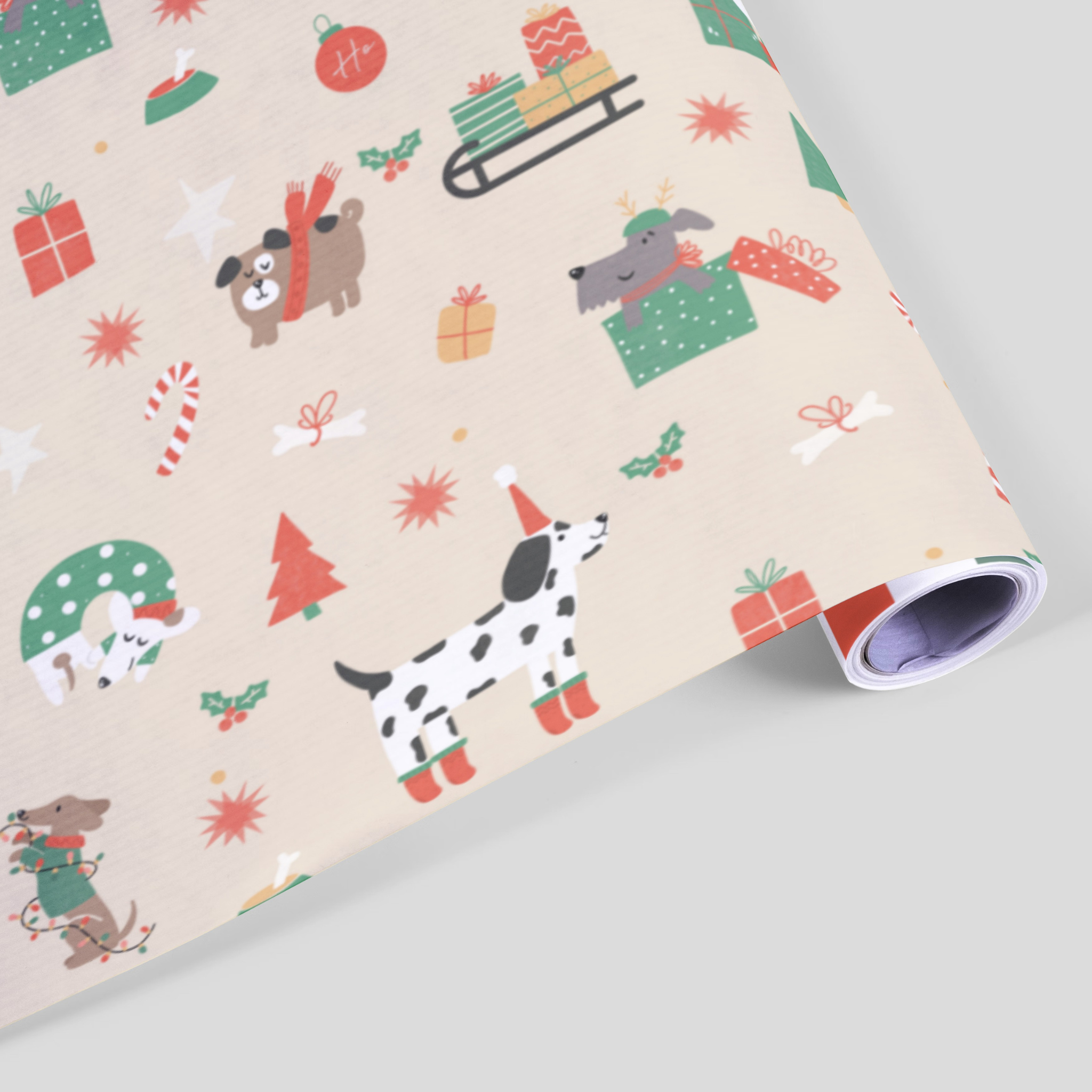 Double-sided Wrapping Paper Sheet: Holiday Dogs
