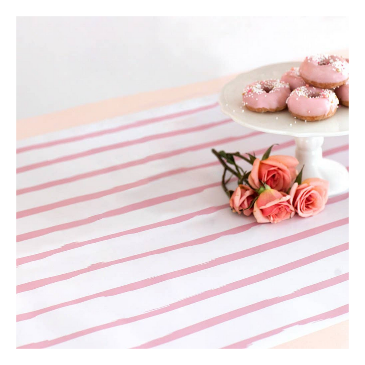 Pink Stripe Paper Table Runner