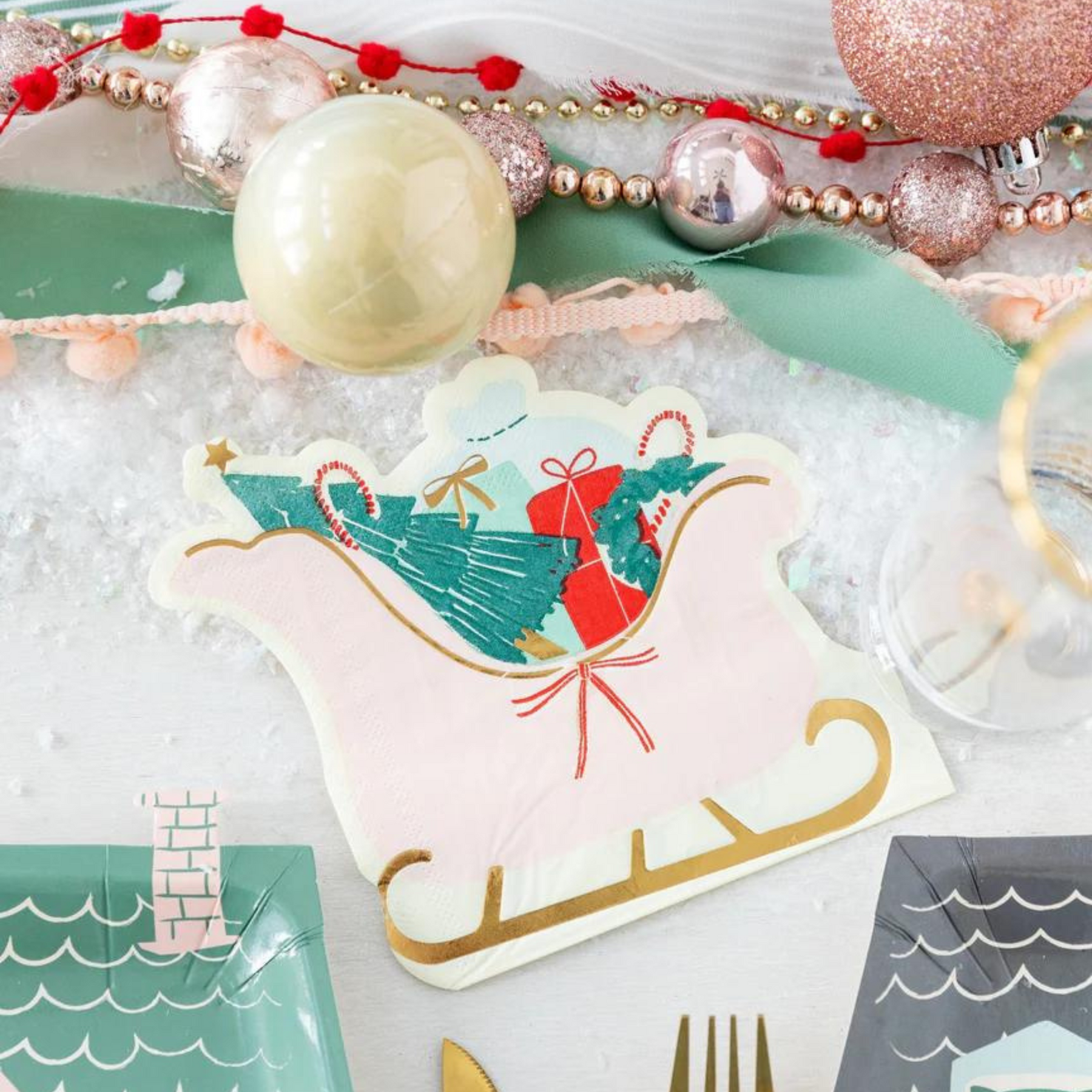 Christmas Sleigh Shaped Guest Napkin