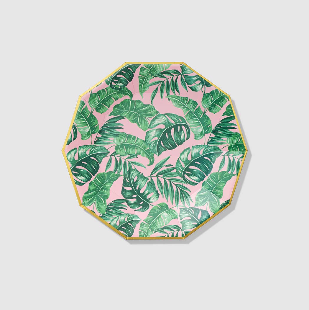 Pink Palm Leaf Large Plates