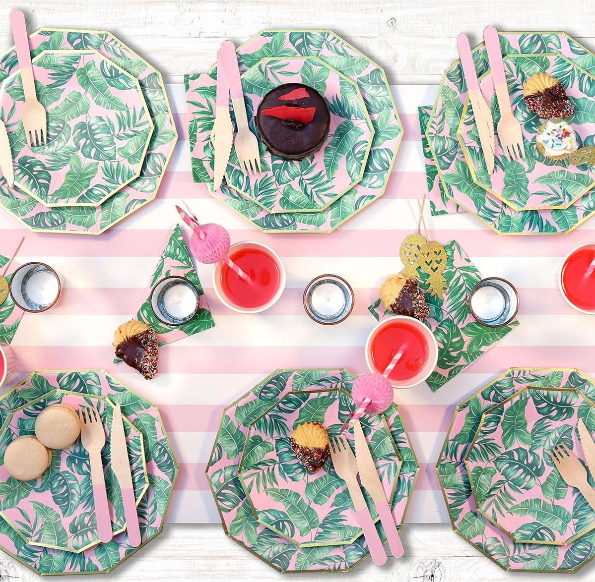 Pink Palm Leaf Small Napkins