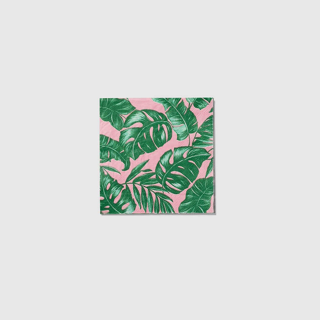 Pink Palm Leaf Small Napkins