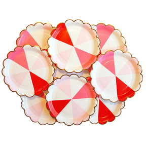 Pink and Red Scalloped Large Plates