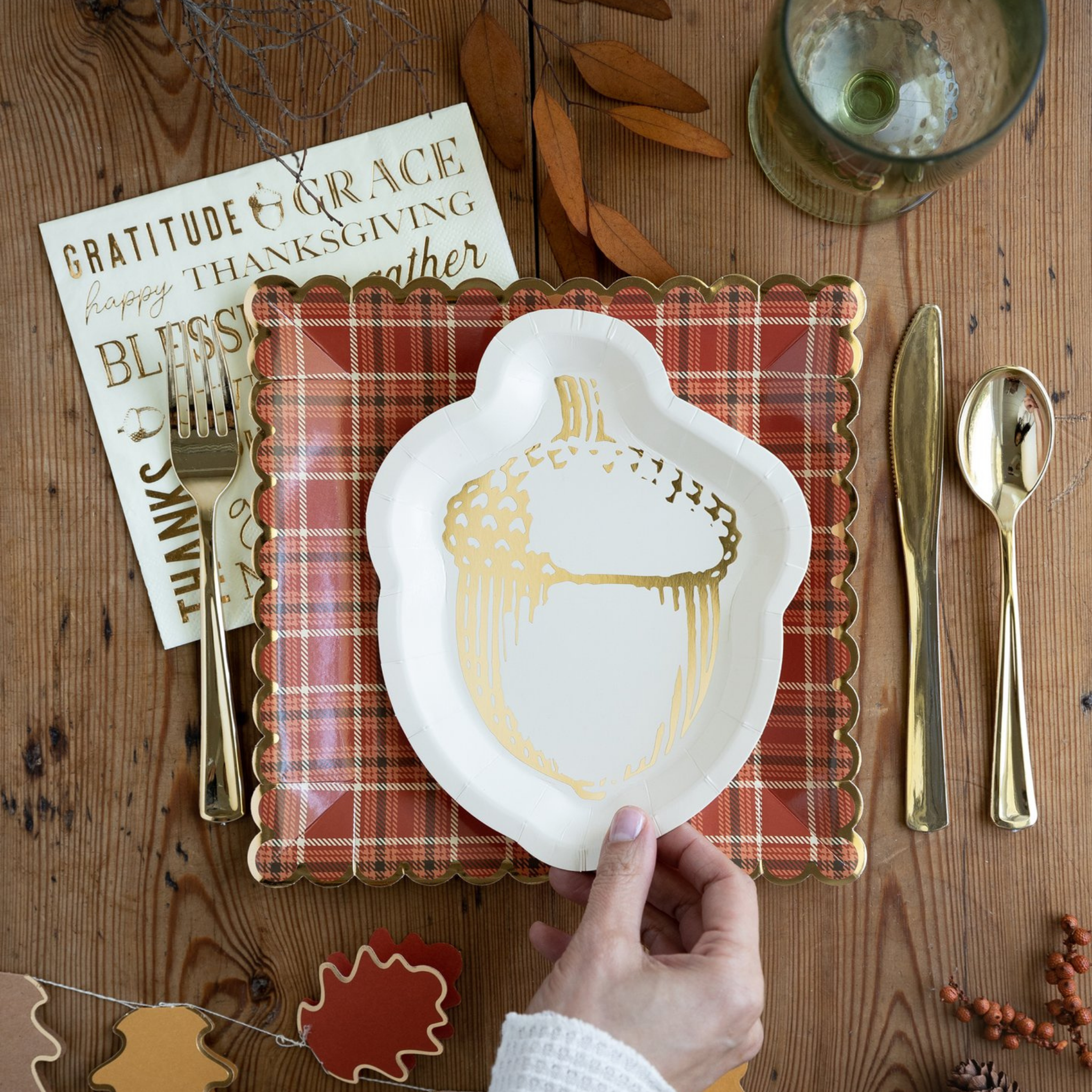 Gold Acorn Shaped Plates