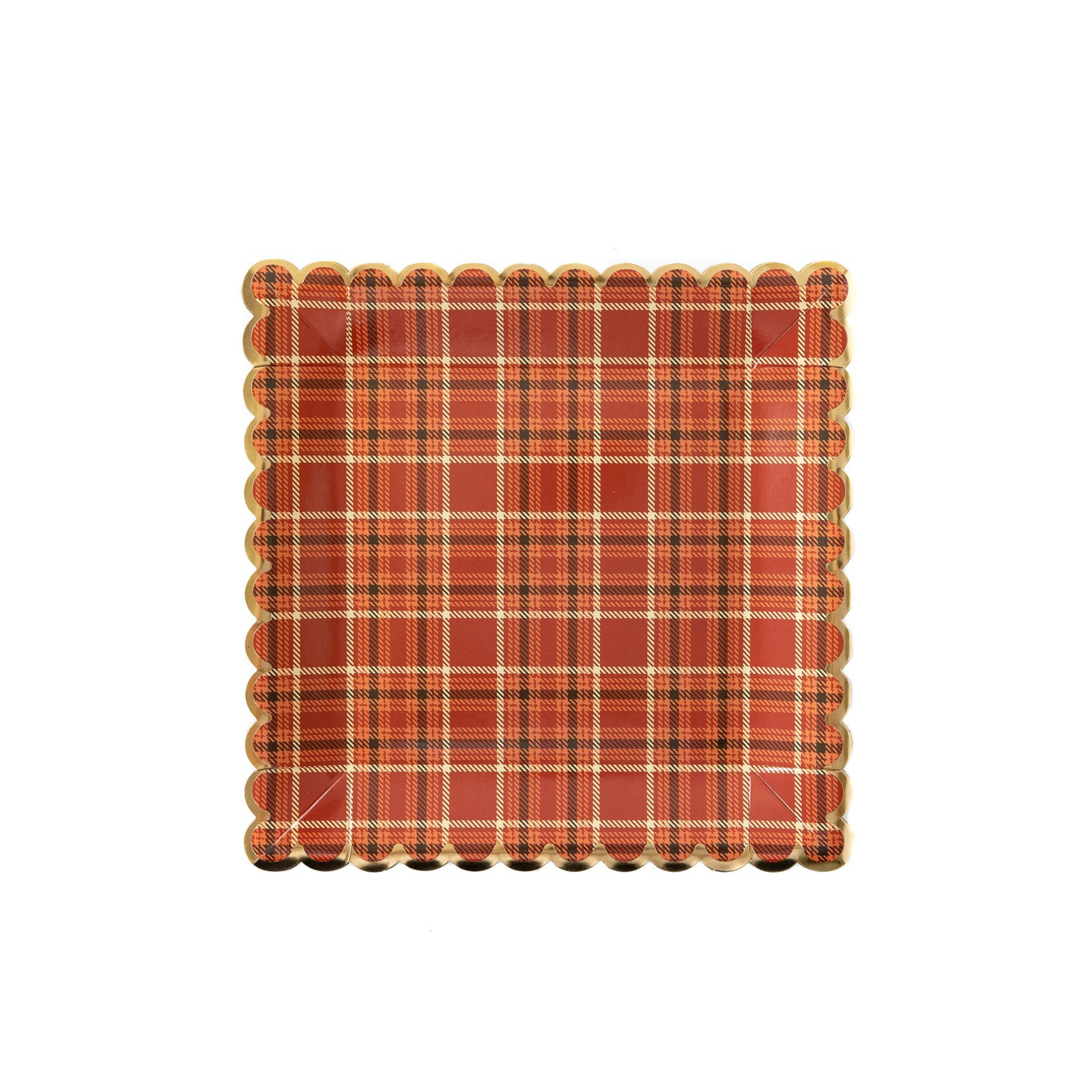 Plaid Scalloped Large Plates