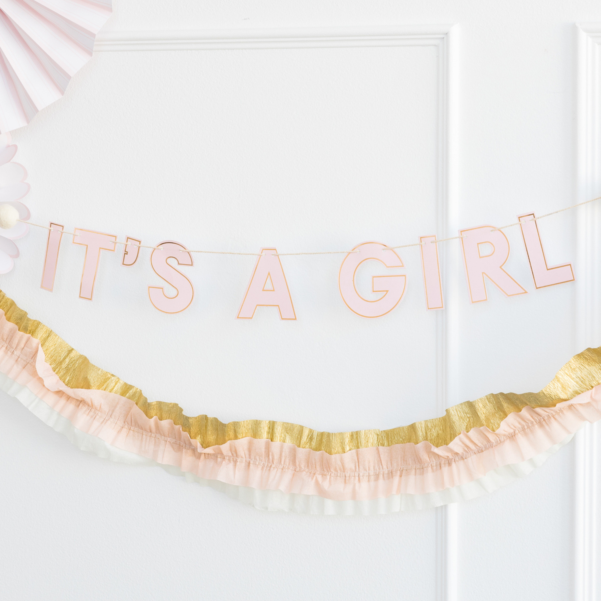 Pink & Gold Crepe Paper Banner