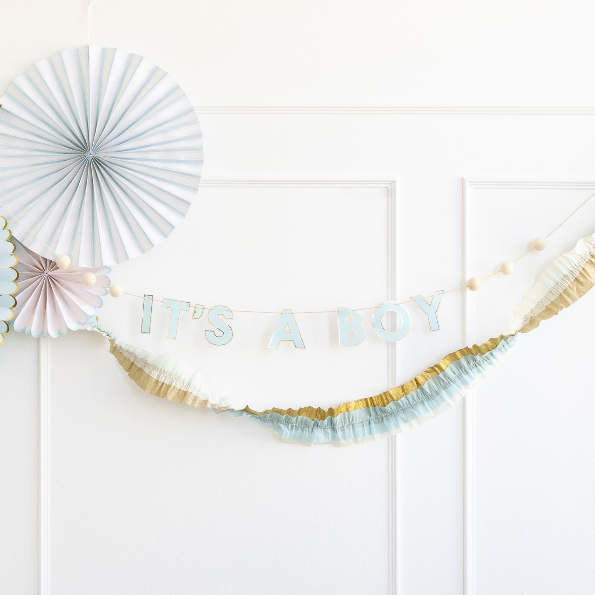 Blue & Gold Crepe Paper Banner