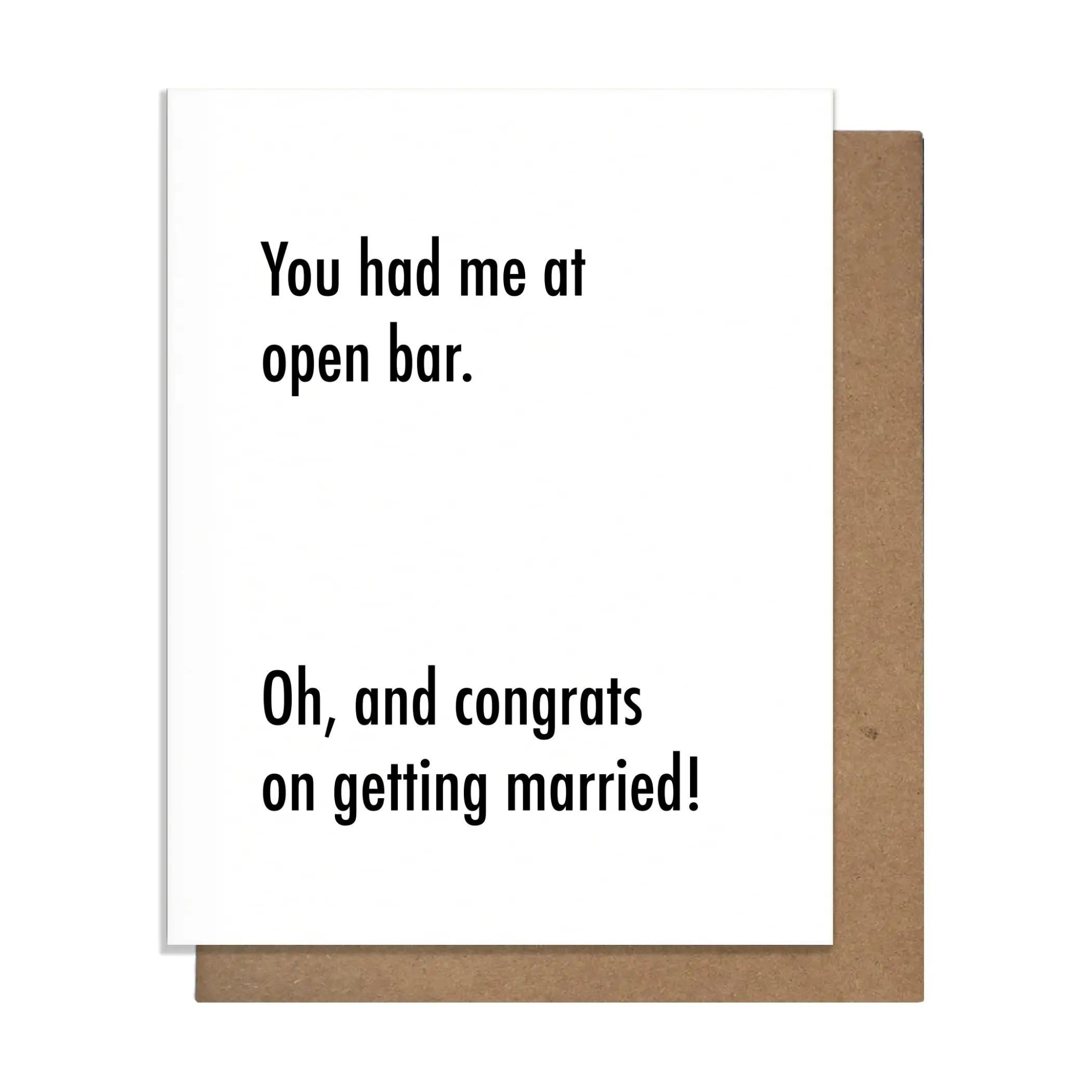 Open Bar Wedding Card