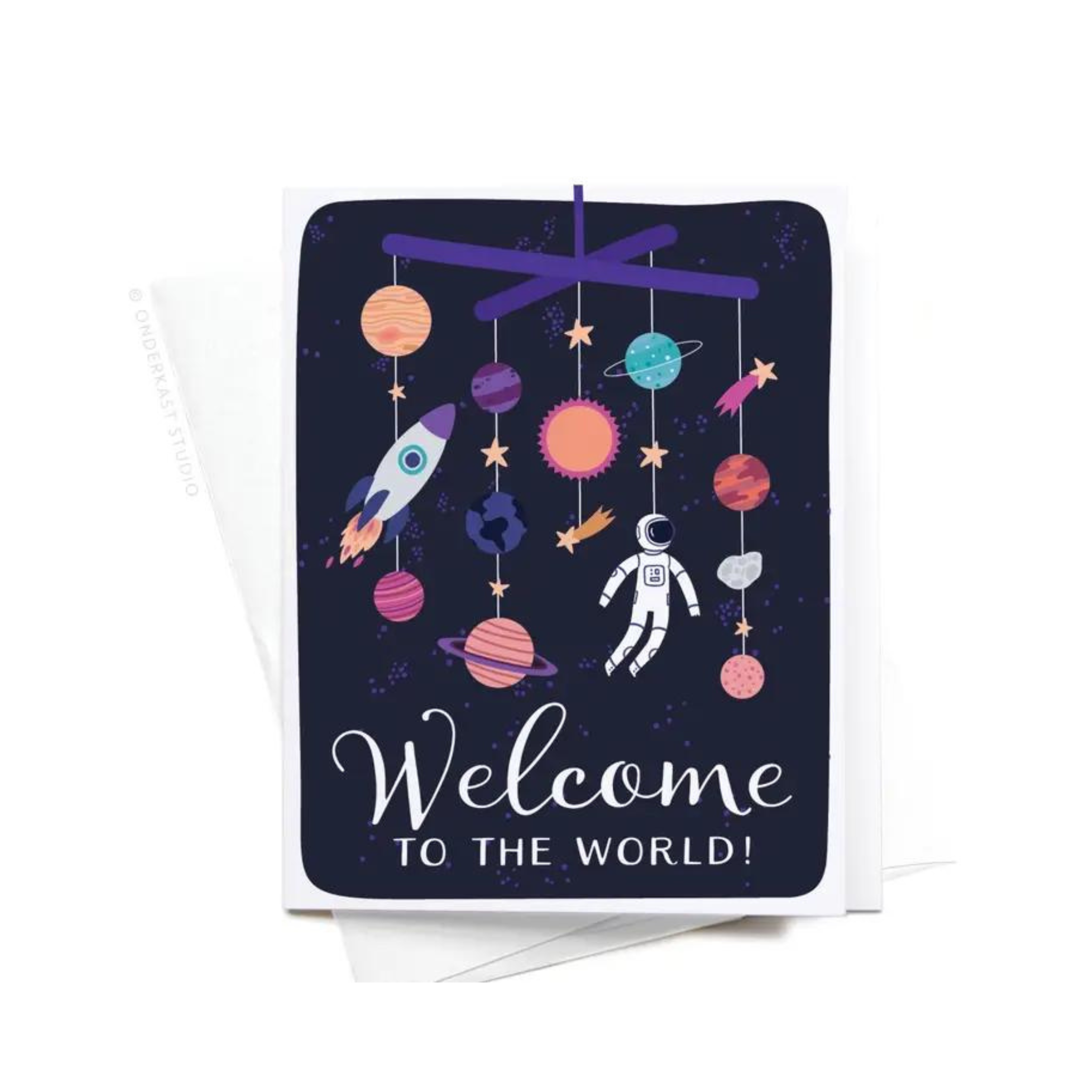 Welcome To The World Galaxy Mobile Greeting Card