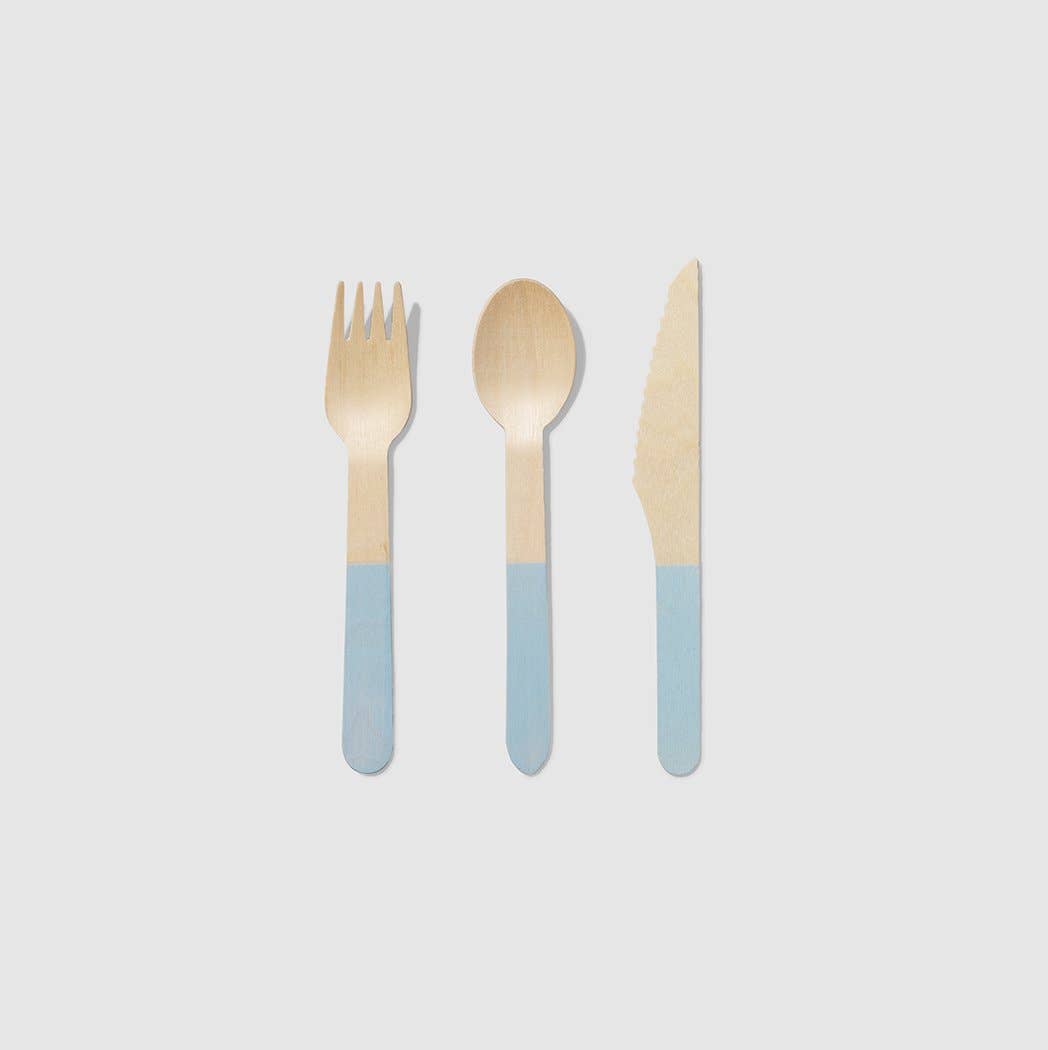 Blue Wooden Cutlery Set