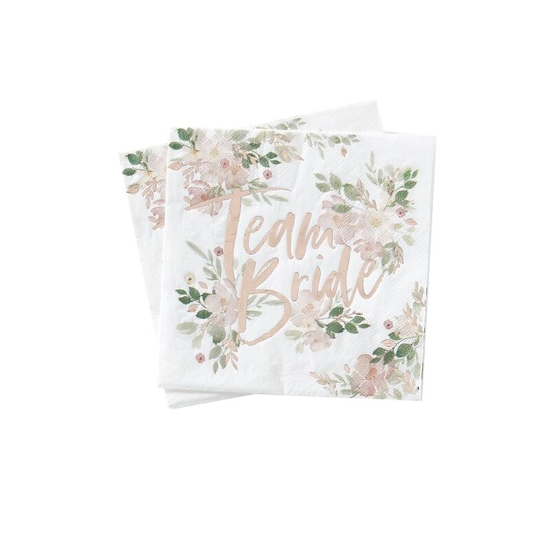 'Team Bride' Floral Small Napkins