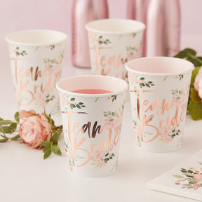 Floral 'Team Bride' Cups