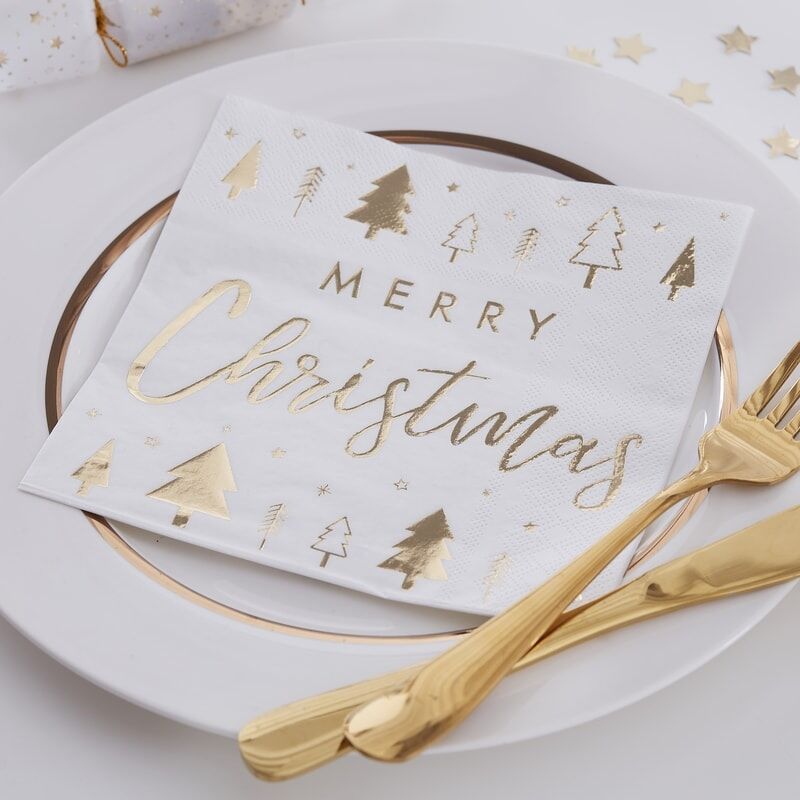 Gold 'Merry Christmas' Large Napkins