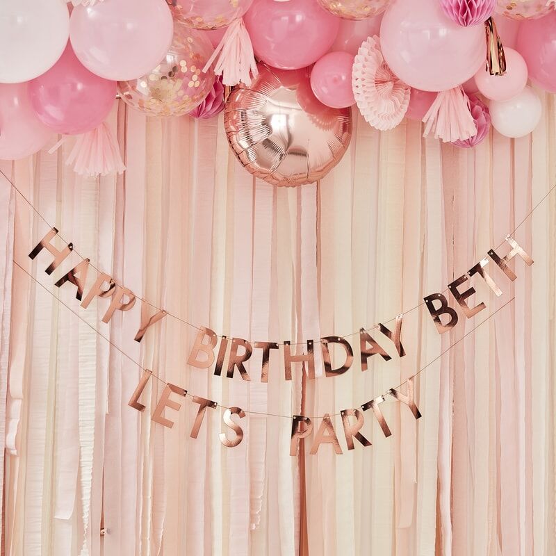 Rose Gold Personalized Birthday Banner